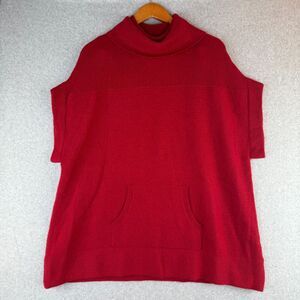 Vintage Red Cashmere Pull Over Short Sleeve Baggy Sweater Mock Neck M/L Casual
